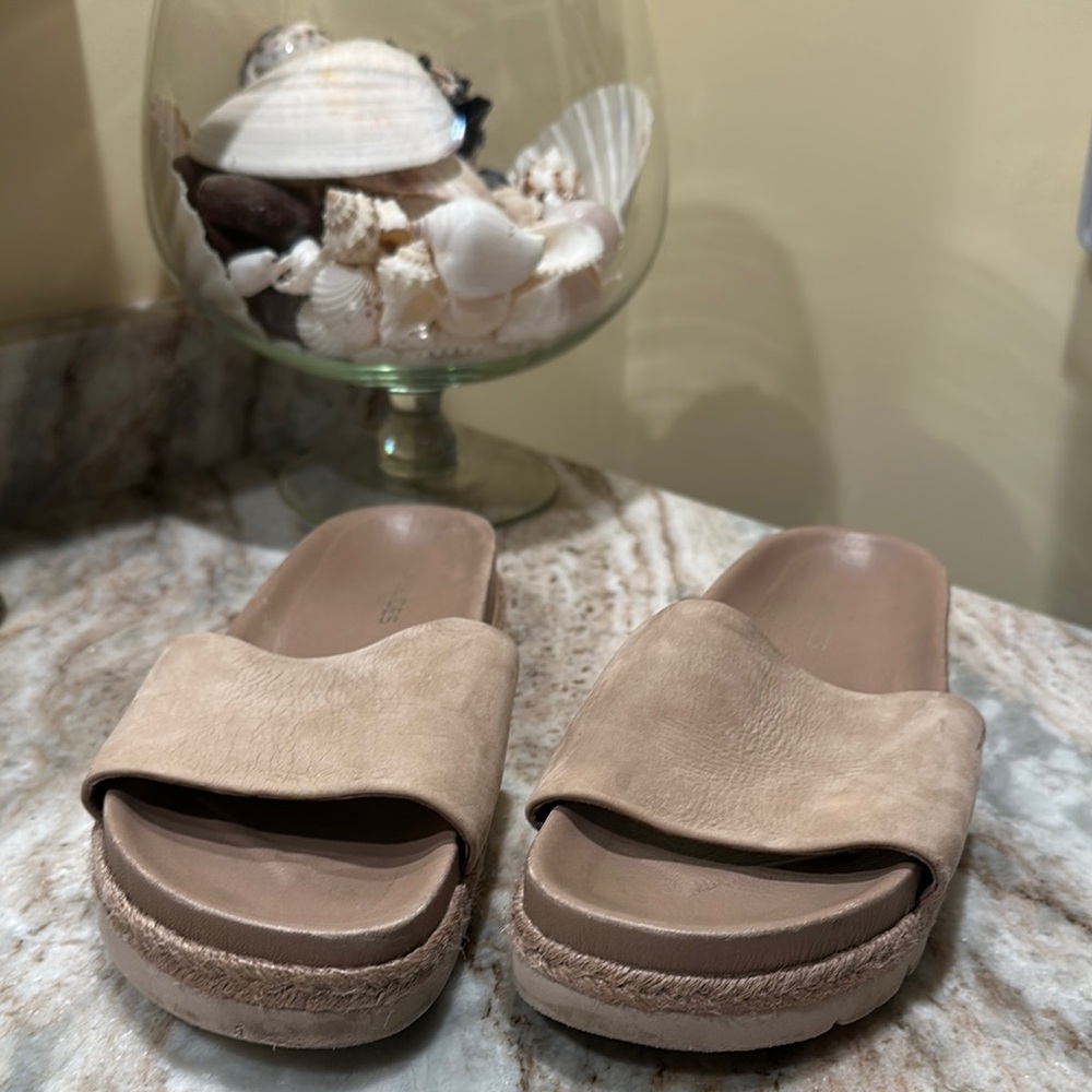 Women's Leather Slide Sandals